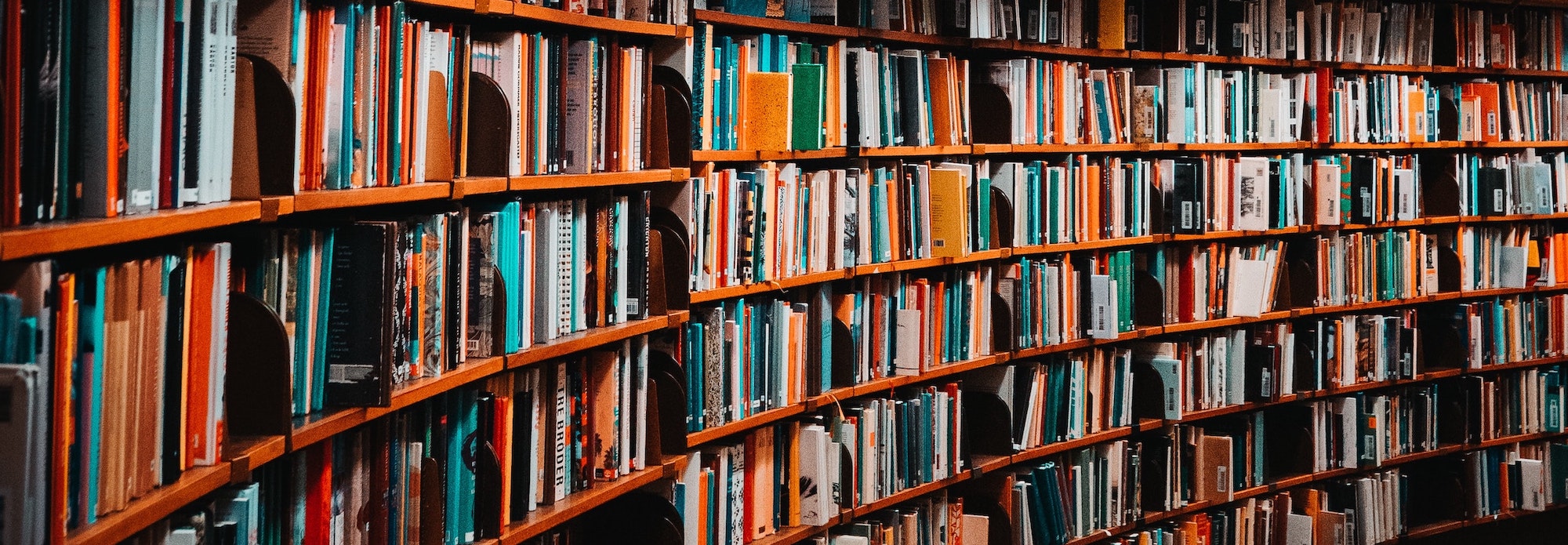 a rounded room with bookshelves full of books